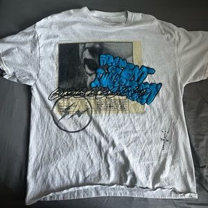 Travis Scott White and Blue Graphic Tee